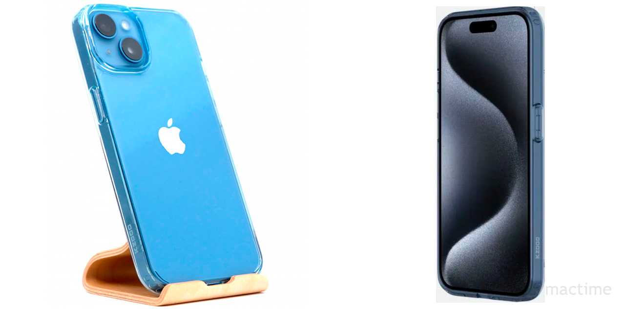 Прозрачный чехол-накладка K-DOO Guardian для iPhone 15 с синими гранями